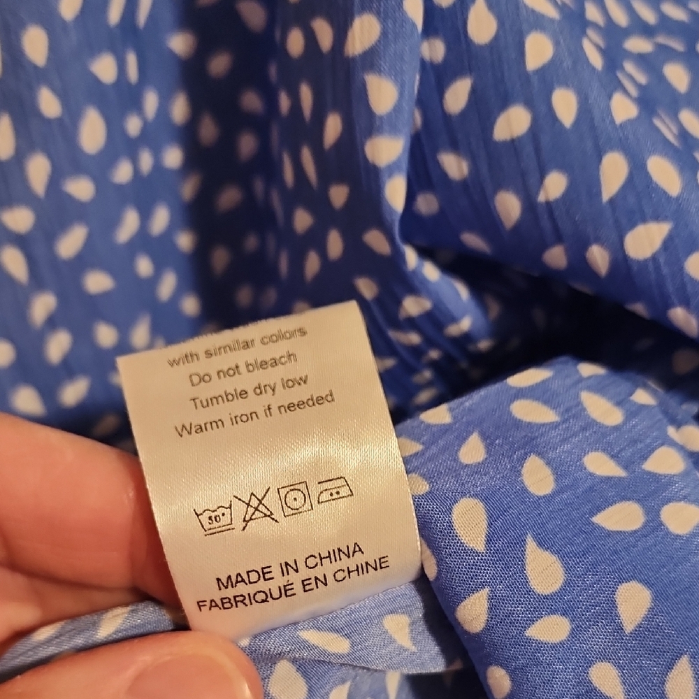 Source Unknown Blue And White Ruffle Mini Dress - image 4